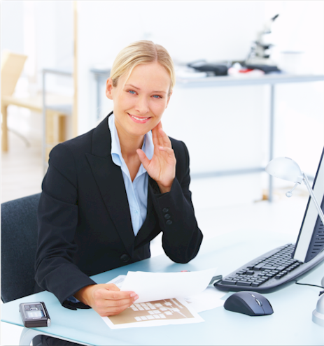 Picture of female at computer desk